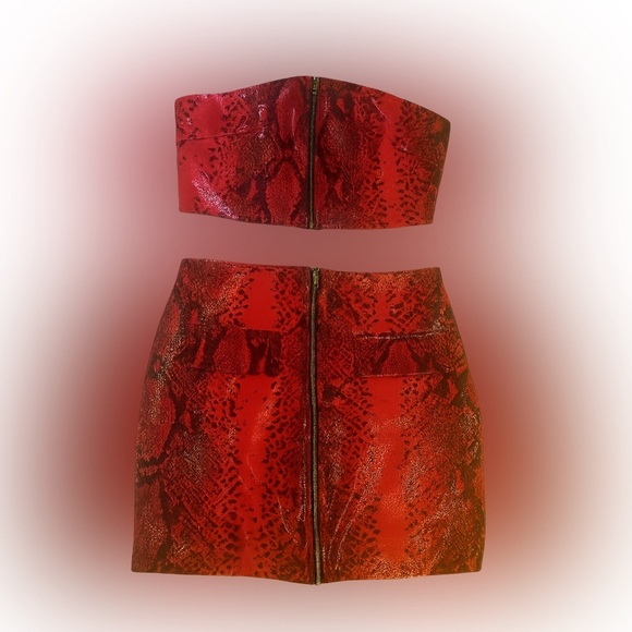 Other - Red Snake Print Two-Piece Set